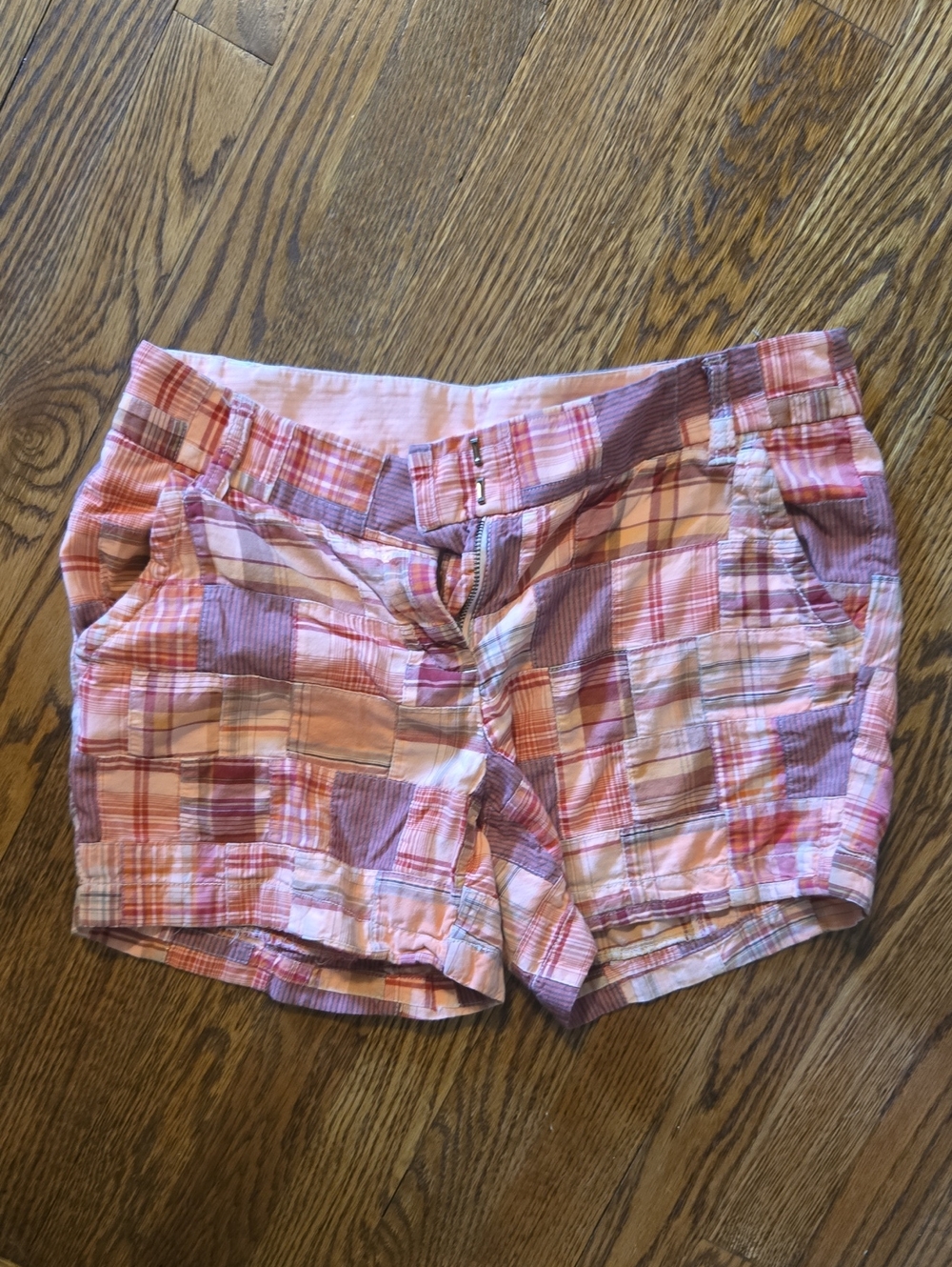 Vintage J. Crew Pink Plaid Patchwork Cotton Shorts 4